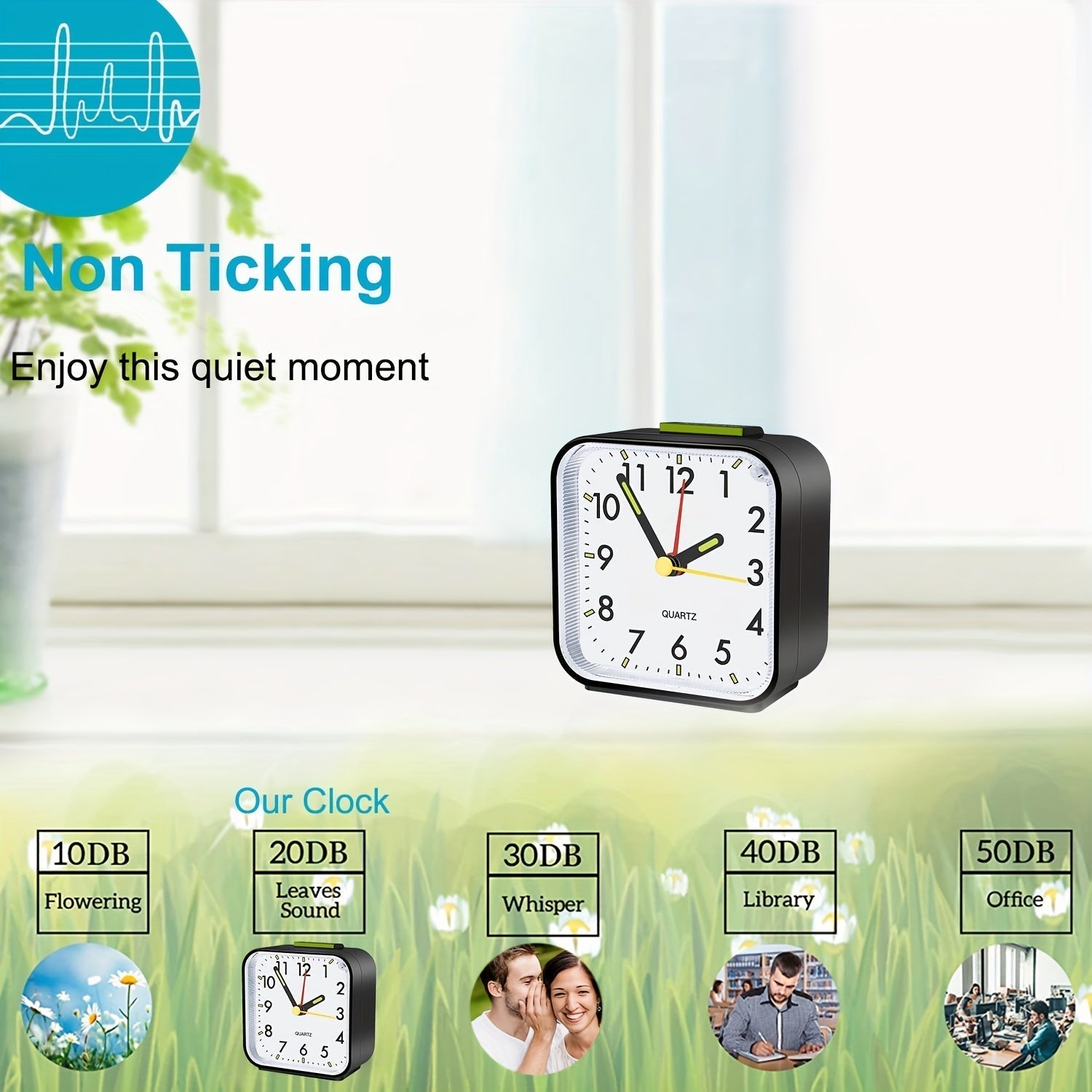 Trevonine Classic Square Travel Alarm Clock with Snooze Function