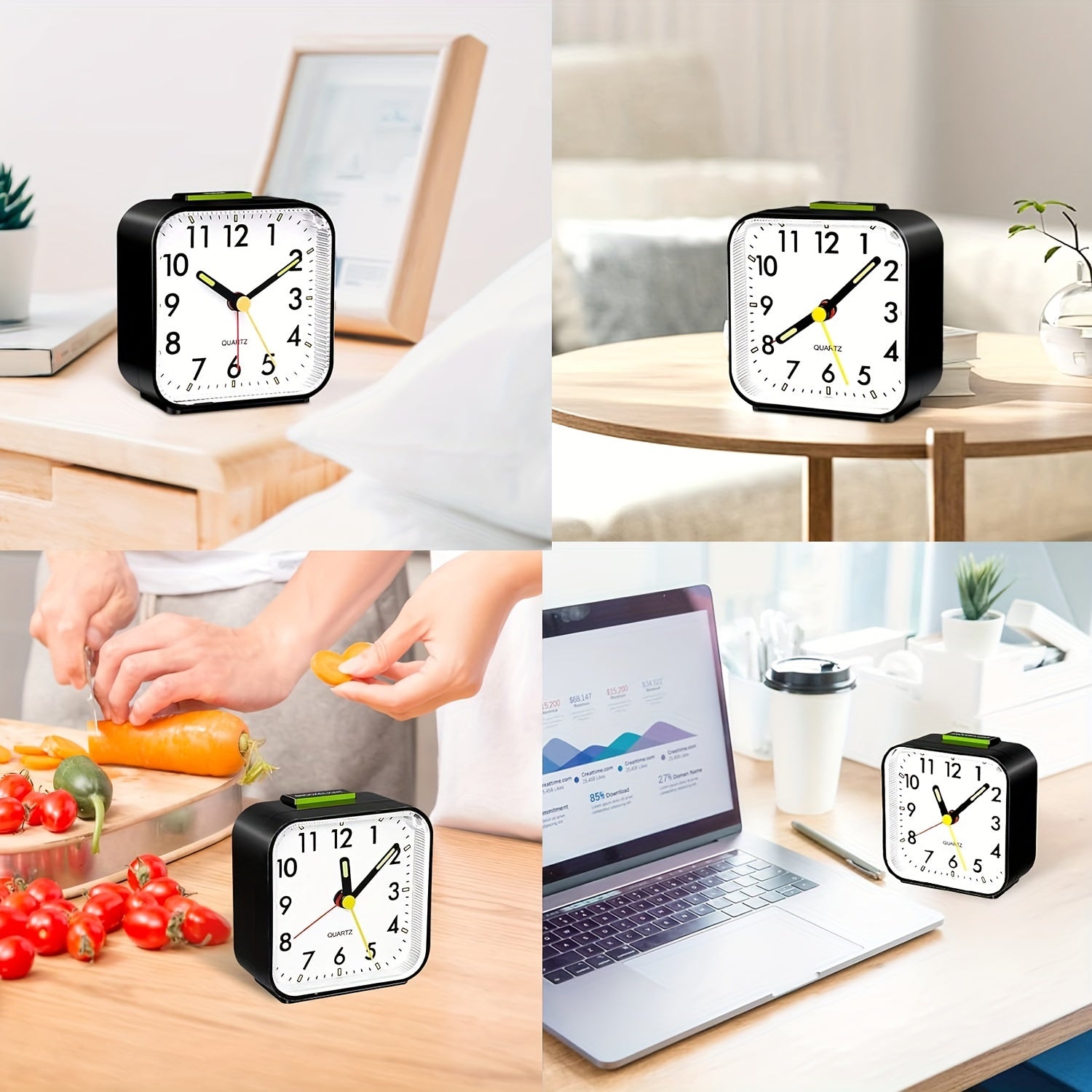 Trevonine Classic Square Travel Alarm Clock with Snooze Function