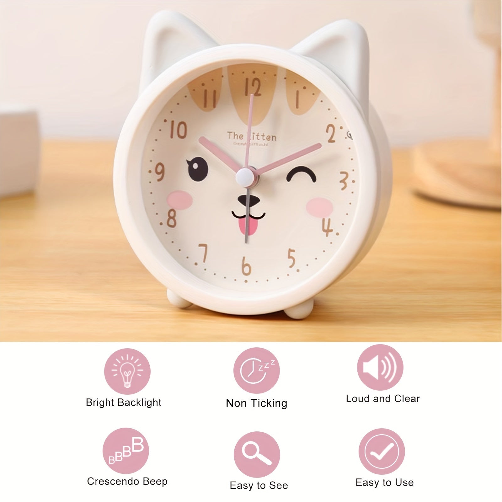 Trevonine Silent Alarm Clock with Night Light for Peaceful Sleep