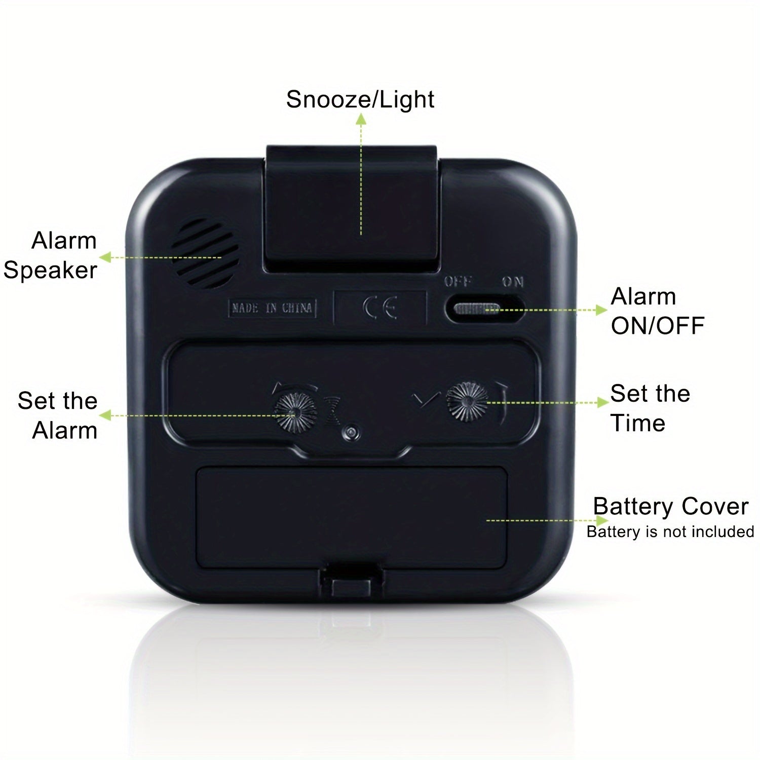 Trevonine Classic Square Travel Alarm Clock with Snooze Function