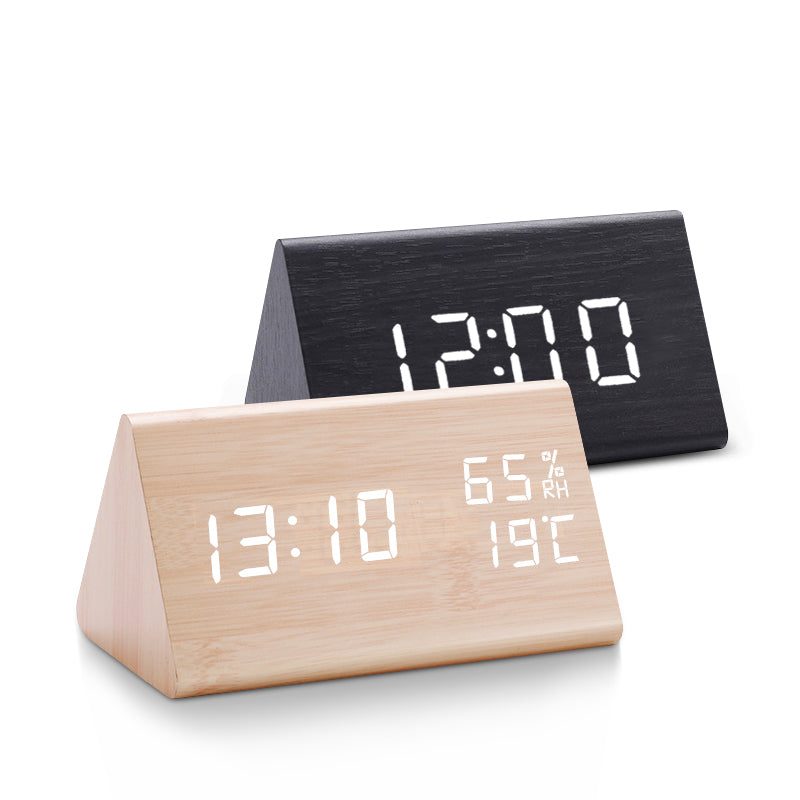 Trevonine Wooden LED Alarm Clock with Digital Display